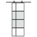 skydedør med hardwaresæt 76x205 cm hærdet glas sort