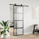 skydedør med hardwaresæt 76x205 cm hærdet glas sort
