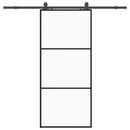 skydedør med hardwaresæt 90x205 cm ESG glas sort