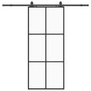 skydedør med hardwaresæt 90x205 cm ESG glas sort