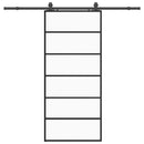skydedør med hardwaresæt 90x205 cm ESG glas sort