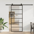 skydedør med hardwaresæt 90x205 cm ESG glas sort