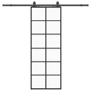 skydedør med hardwaresæt 76x205 cm ESG glas sort