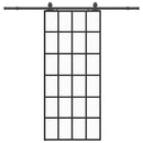 skydedør med hardwaresæt 90x205 cm ESG glas sort
