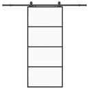 skydedør med hardwaresæt 90x205 cm ESG glas sort