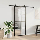 skydedør med hardwaresæt 90x205 cm ESG glas sort