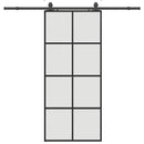 skydedør med hardwaresæt 90x205 cm ESG glas sort