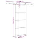 skydedør med hardwaresæt 90x205 cm ESG glas sort