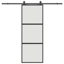 skydedør med hardwaresæt 76x205 cm hærdet glas sort