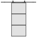 skydedør med hardwaresæt 90x205 cm hærdet glas sort