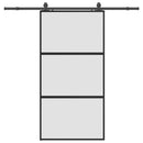 skydedør med hardwaresæt 102,5x205 cm hærdet glas sort