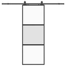 skydedør med hardwaresæt 76x205 cm hærdet glas sort