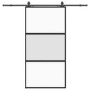 skydedør med hardwaresæt 102,5x205 cm hærdet glas sort