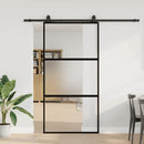 skydedør med hardwaresæt 102,5x205 cm hærdet glas sort