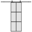 skydedør med hardwaresæt 76x205 cm hærdet glas sort