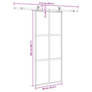 skydedør med hardwaresæt 90x205 cm hærdet glas sort