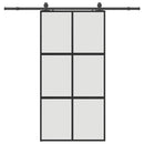 skydedør med hardwaresæt 102,5x205 cm hærdet glas sort