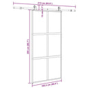 skydedør med hardwaresæt 102,5x205 cm hærdet glas sort