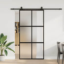 skydedør med hardwaresæt 102,5x205 cm hærdet glas sort