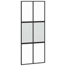 skydedør med hardwaresæt 90x205 cm hærdet glas sort