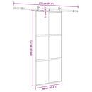 skydedør med hardwaresæt 90x205 cm hærdet glas sort