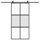 skydedør med hardwaresæt 102,5x205 cm hærdet glas sort