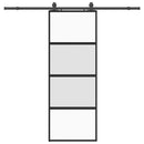 skydedør med hardwaresæt 76x205 cm hærdet glas sort