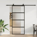 skydedør med hardwaresæt 76x205 cm hærdet glas sort