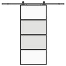 skydedør med hardwaresæt 90x205 cm hærdet glas sort