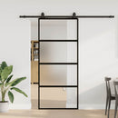 skydedør med hardwaresæt 90x205 cm hærdet glas sort