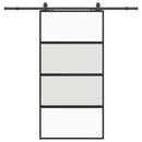 skydedør med hardwaresæt 102,5x205 cm hærdet glas sort