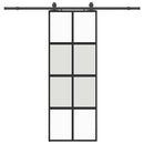 skydedør med hardwaresæt 76x205 cm hærdet glas sort