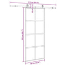 skydedør med hardwaresæt 90x205 cm hærdet glas sort