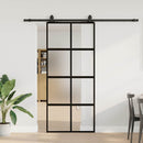 skydedør med hardwaresæt 90x205 cm hærdet glas sort