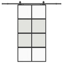 skydedør med hardwaresæt 102,5x205 cm hærdet glas sort