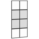 skydedør med hardwaresæt 102,5x205 cm hærdet glas sort