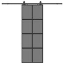 skydedør med hardwaresæt 76x205 cm hærdet glas sort