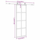 skydedør med hardwaresæt 76x205 cm hærdet glas sort
