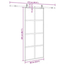 skydedør med hardwaresæt 90x205 cm hærdet glas sort