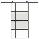 skydedør med hardwaresæt 102,5x205 cm hærdet glas sort