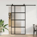 skydedør med hardwaresæt 102,5x205 cm hærdet glas sort