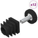 Møbelleveler Indstillelig 12 pcs Sort M6 PP