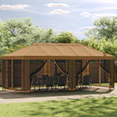 Pavillon med sidetapper 6 x 3 m Beige Polyester og Stål 190