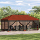 Pavillon med sidetapper 6 x 3 m Terrakotta Polyester og Stål