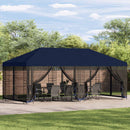 Pavillon med sidetapper 6 x 3 m Blå Polyester og Stål 190