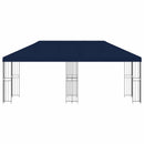 Pavillon med sidetapper 6 x 3 m Blå Polyester og Stål 190