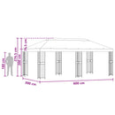 Pavillon med sidetapper 6 x 3 m Sort Polyester og Stål 190