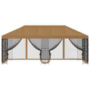 Pavillon med sidetapper 6 x 3 m Beige Polyester og Stål 190