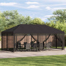 Pavillon med sidetapper 6 x 3 m Antracit Polyester og Stål 190