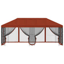Pavillon med sidetapper 6 x 3 m Terrakotta Polyester og Stål